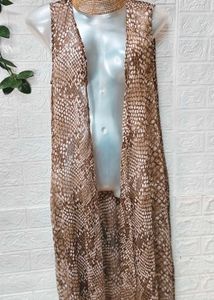 Snakeskin Print Sleeveless Coat