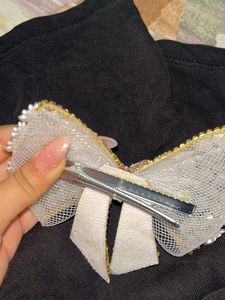 Beaded Bow Hair Clip