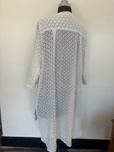 Elegant White Embroidered Kurti