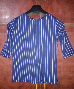 Navy Blue Women's Casual Top – 3/4th Sleeves