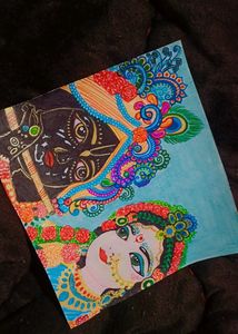 Lord Krishna And Radha Iskcon Drawing Painting