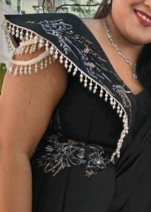 Party Wear Saree Black With Designer Blouse