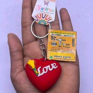 Heart ❤️ Shaped Keychain On Velvet Material