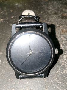 Black Leather Strap Watch