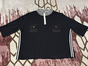 Striped Half-Zip Top