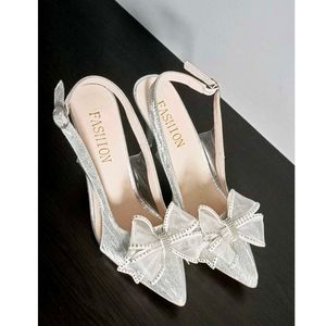 Silver Bow Heels