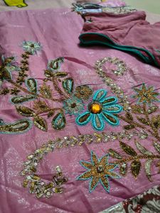 Pink Embroidered Saree Blouse