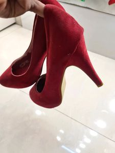 Red Suede Pumps