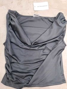 cowl neck grey crop top