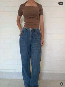 Brown Square Neck Top