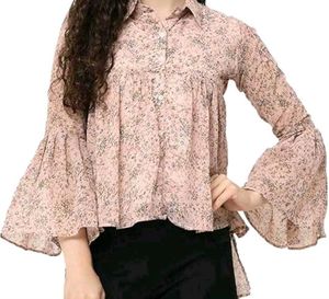 Women's Floral Printed Flared Top