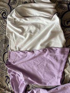 Ribbed Crop Tops - Lavender & White