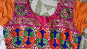 Orange Embroidered Anarkali Suit