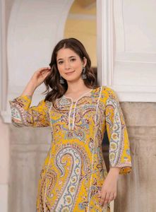 Elegant Yellow Paisley Print Kurta
