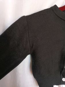 Black Cropped Button-Up Cardigan