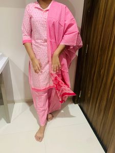 Full Pink Dress With Dhupatta