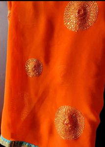 Orange Fabric with Gold Sequins