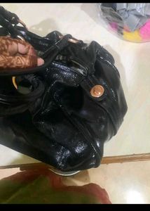 Mimco Black Leather Shoulder Bag