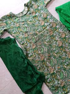 Green Printed Kurta Set
