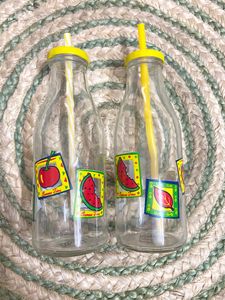 2 Mason Bottles With Straw