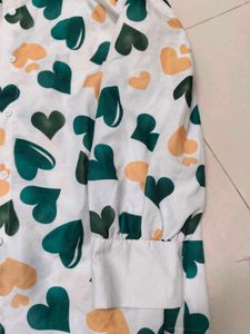 White With Green Shirt Cotton Very Good Quality