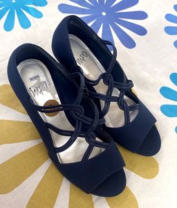 Chic Navy Blue IMPO Sandals with Elastic Strap