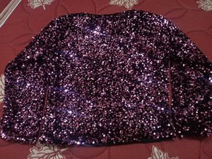 Purple Sequin Long Sleeve Top