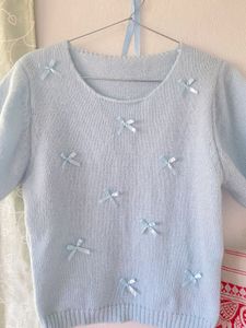Cute Blue Bow Sweater