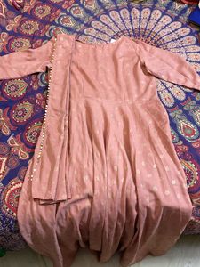 Ahalyaa Rose &amp; Golden Ethnic Motifs Printed Dress