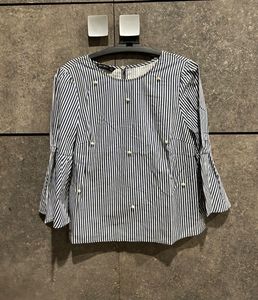 Zara Striped Pearl Embellished Top XS