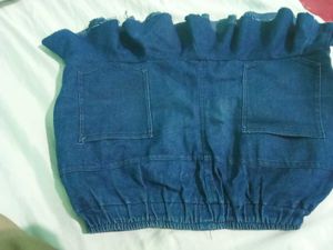 Denim Ruffle Mini Skirt