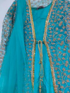 Teal Embroidered Kurta Set