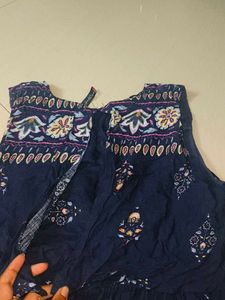 Navy Blue Floral Print Dress