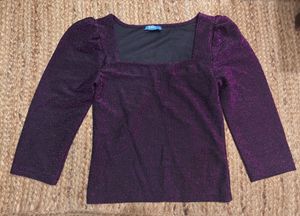 Sparkly Purple Puff Sleeve Top