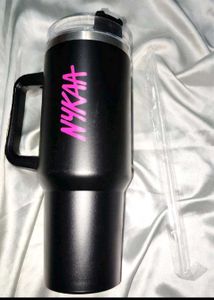 NYKAA Black Tumbler with Handle &amp; Straw