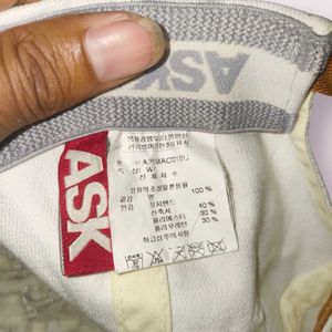 ASK Enquired White Embroidered Cap - Rare Korean