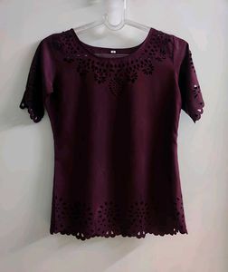 Burgundy/Wine Colour Laser Cut Top