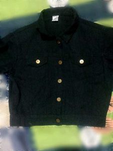 Black Cropped Denim Jacket