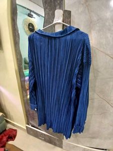 Pleated Navy Blue Shirt