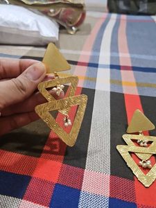 Geometric Gold Tone Dangle Earrings