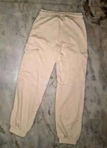 Beige Cargo Joggers