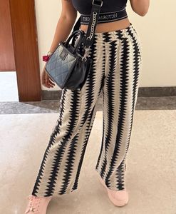 Patterned Wide Leg Pants