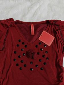 🆕 Maroon Embellished Mini Dress