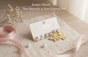 Butterfly &amp; Pearl Earring Set