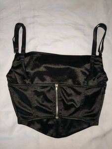 (Lexi Satin Black Corset Top)