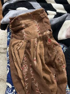 Floral Brown Kurta (with salwar and chunni)