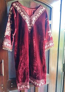 Golden Embroidered Kurta Set