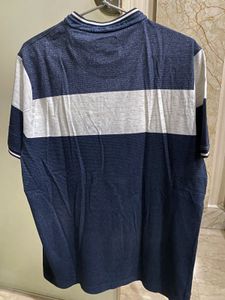 Roadster Chinese Collar T Shirt -Blue White