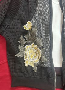 Black Mesh Bomber Jacket