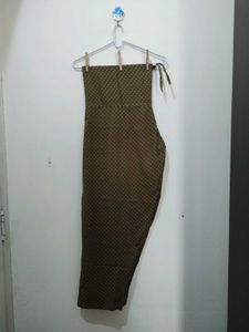 Olive Green Leaf Print Brown Kurta Pajama Dupatta